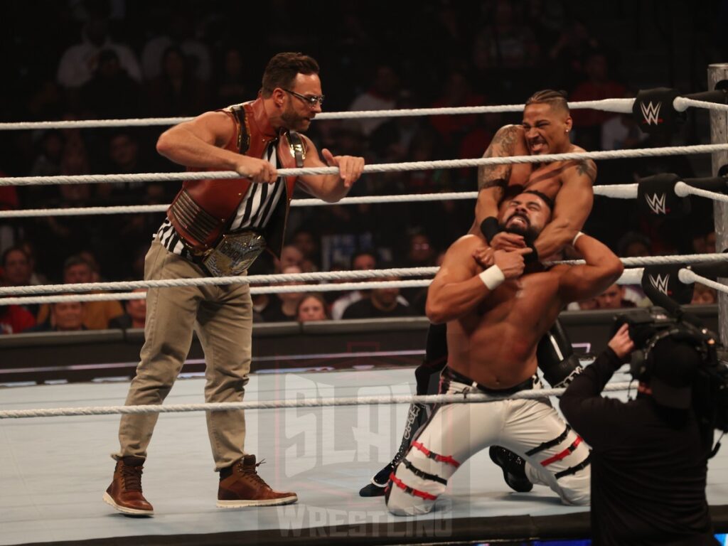 Game 7 Series match (LA Knight as special referee): Andrade vs. Carmelo Hayes at WWE Smackdown on Friday, October 25, 2024, at the Barclays Center in Brooklyn, NY. Photo by George Tahinos, https://georgetahinos.smugmug.com