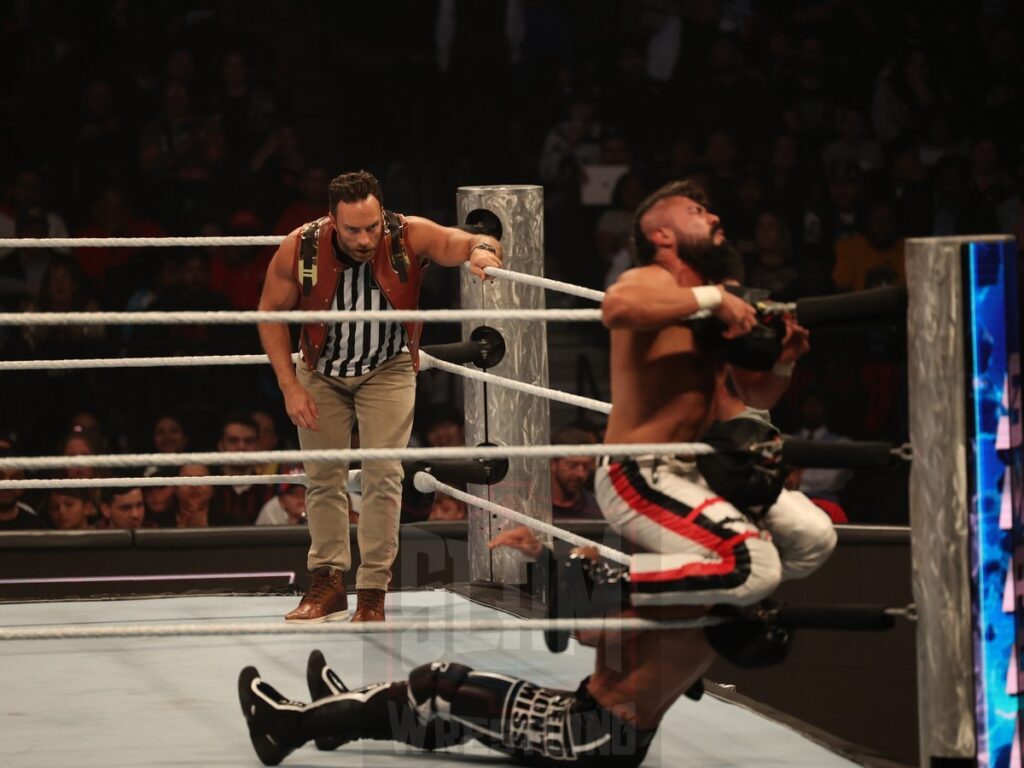 Game 7 Series match (LA Knight as special referee): Andrade vs. Carmelo Hayes at WWE Smackdown on Friday, October 25, 2024, at the Barclays Center in Brooklyn, NY. Photo by George Tahinos, https://georgetahinos.smugmug.com