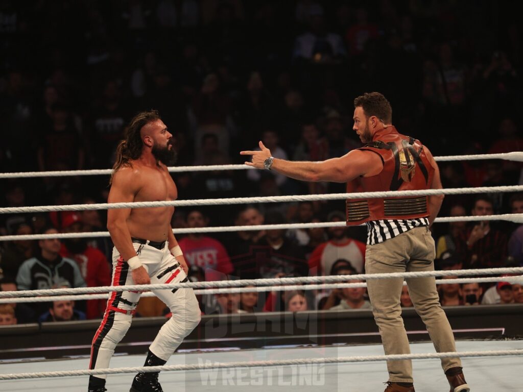 Game 7 Series match (LA Knight as special referee): Andrade vs. Carmelo Hayes at WWE Smackdown on Friday, October 25, 2024, at the Barclays Center in Brooklyn, NY. Photo by George Tahinos, https://georgetahinos.smugmug.com