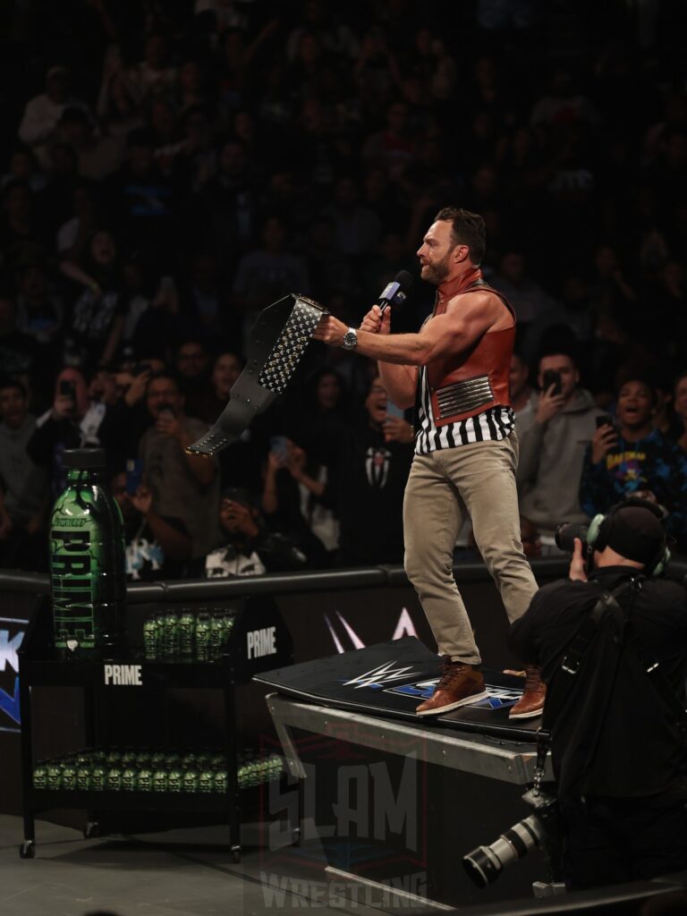 Game 7 Series match special referee LA Knight at WWE Smackdown on Friday, October 25, 2024, at the Barclays Center in Brooklyn, NY. Photo by George Tahinos, https://georgetahinos.smugmug.com