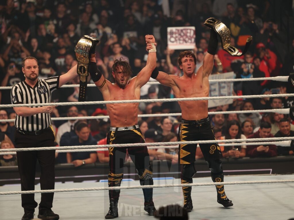 Motor City Machine Guns (Chris Sabin and Alex Shelley) win the Tag Team Championship at WWE Smackdown on Friday, October 25, 2024, at the Barclays Center in Brooklyn, NY. Photo by George Tahinos, https://georgetahinos.smugmug.com