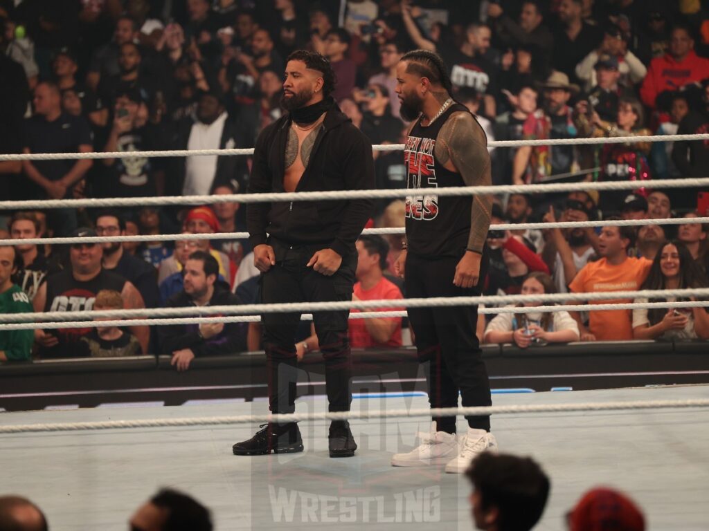 Jey and Jimmy Uso reunite at WWE Smackdown on Friday, October 25, 2024, at the Barclays Center in Brooklyn, NY. Photo by George Tahinos, https://georgetahinos.smugmug.com