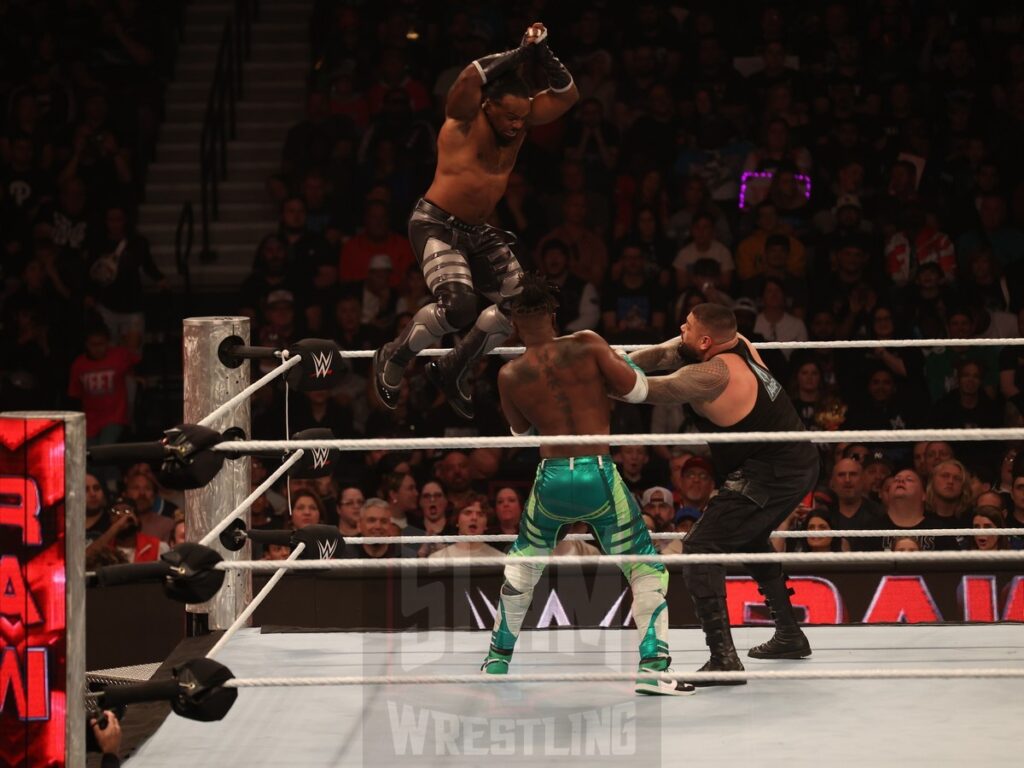 Authors of Pain vs. The New Day at WWE Monday Night Raw at the Wells Fargo Center in Philadelphia, PA, on October 21, 2024. Photo by George Tahinos, georgetahinos.smugmug.com