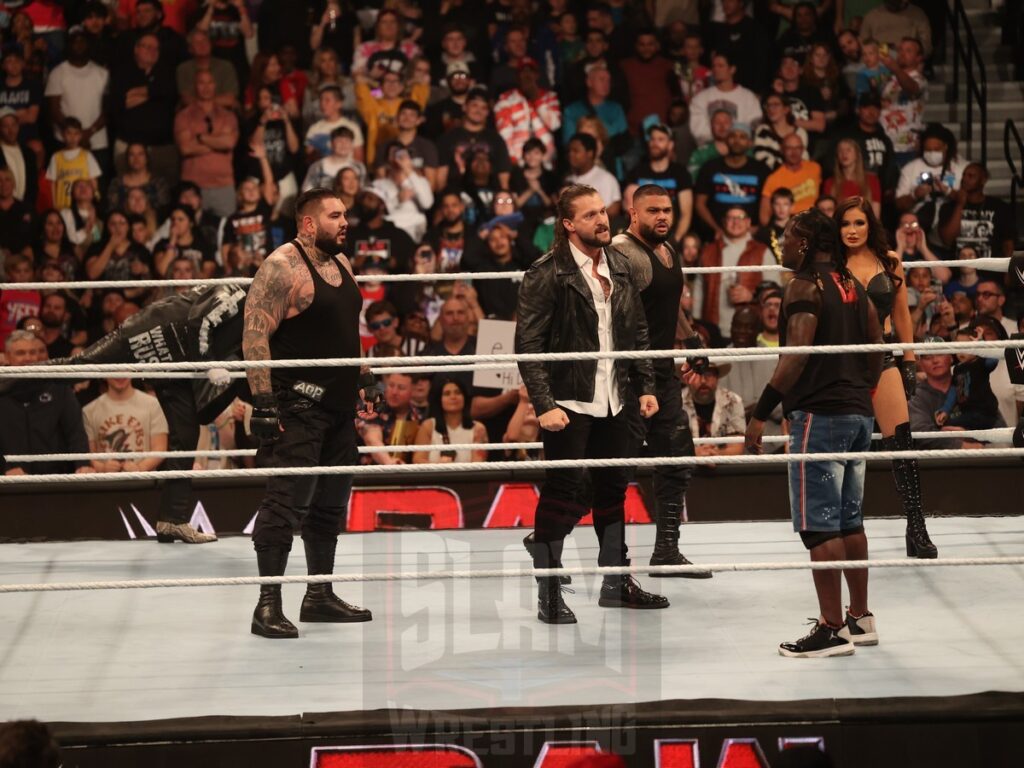 R-Truth faces down the The Final Testament at WWE Monday Night Raw at the Wells Fargo Center in Philadelphia, PA, on October 21, 2024. Photo by George Tahinos, georgetahinos.smugmug.com