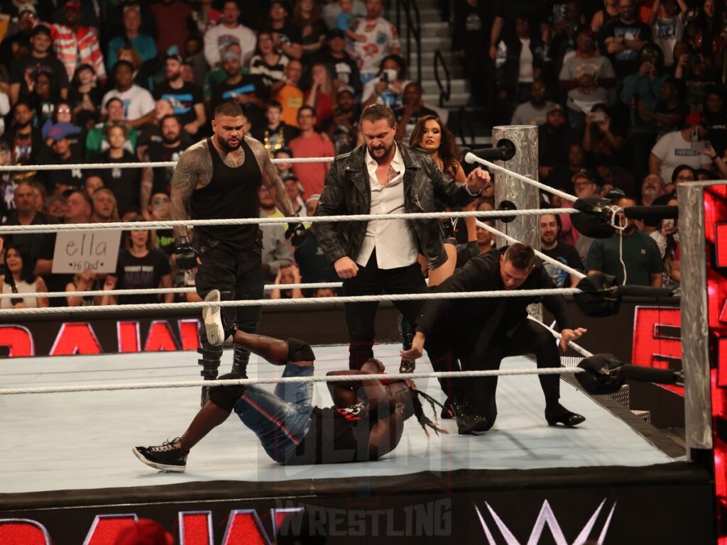 The Miz and the The Final Testament beat up R-Truth at WWE Monday Night Raw at the Wells Fargo Center in Philadelphia, PA, on October 21, 2024. Photo by George Tahinos, georgetahinos.smugmug.com