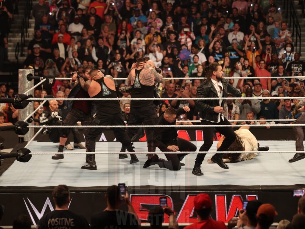 The Miz and The Final Testament battle the Wyatt Sicks at WWE Monday Night Raw at the Wells Fargo Center in Philadelphia, PA, on October 21, 2024. Photo by George Tahinos, georgetahinos.smugmug.com