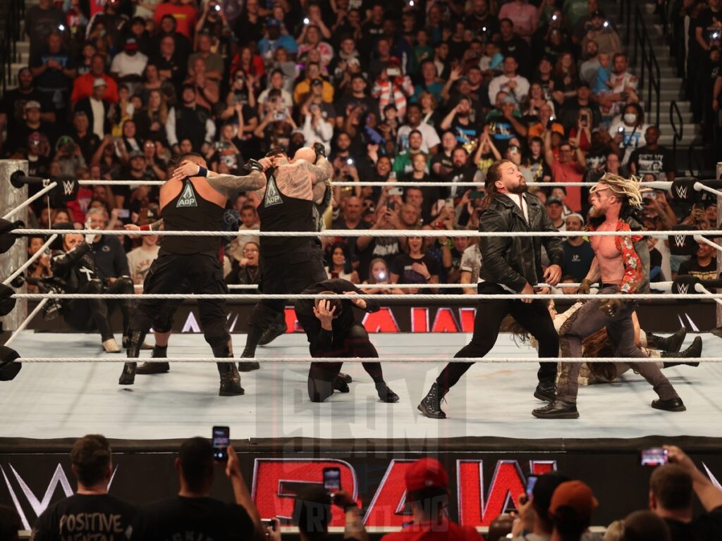 The Miz and The Final Testament battle the Wyatt Sicks at WWE Monday Night Raw at the Wells Fargo Center in Philadelphia, PA, on October 21, 2024. Photo by George Tahinos, georgetahinos.smugmug.com