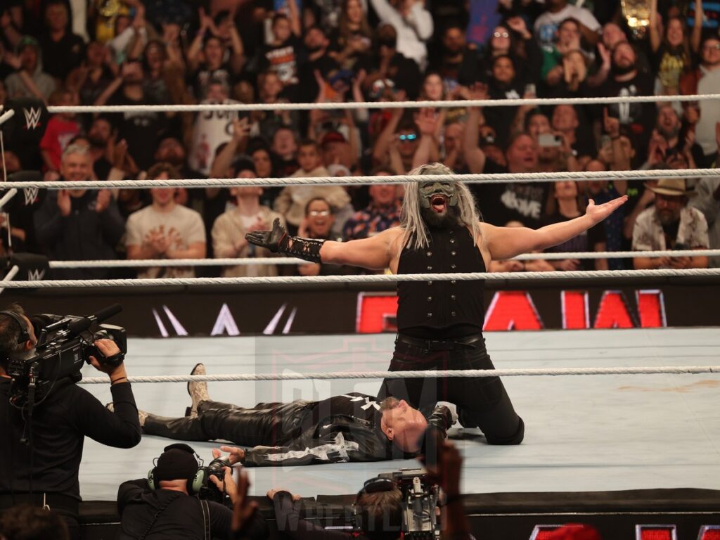 Uncle Howdy attacks Paul Ellering at WWE Monday Night Raw at the Wells Fargo Center in Philadelphia, PA, on October 21, 2024. Photo by George Tahinos, georgetahinos.smugmug.com