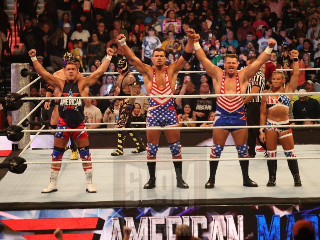 American Made (Chad Gable, Julius Creed, Brutus Creed & Ivy Nile) at WWE Monday Night Raw at the Wells Fargo Center in Philadelphia, PA, on October 21, 2024. Photo by George Tahinos, georgetahinos.smugmug.com