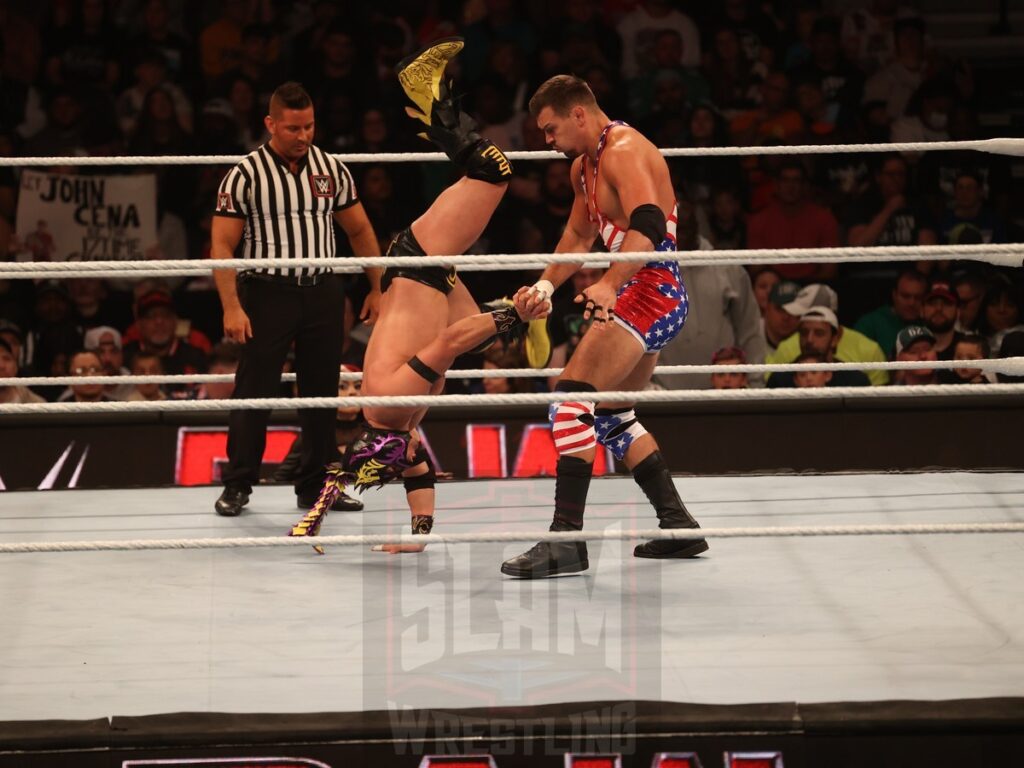 American Made vs. LWO at WWE Monday Night Raw at the Wells Fargo Center in Philadelphia, PA, on October 21, 2024. Photo by George Tahinos, georgetahinos.smugmug.com