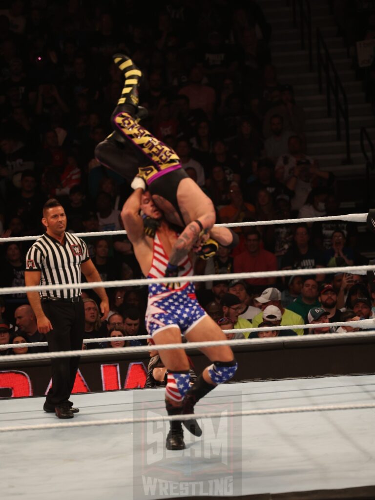 American Made vs. LWO at WWE Monday Night Raw at the Wells Fargo Center in Philadelphia, PA, on October 21, 2024. Photo by George Tahinos, georgetahinos.smugmug.com