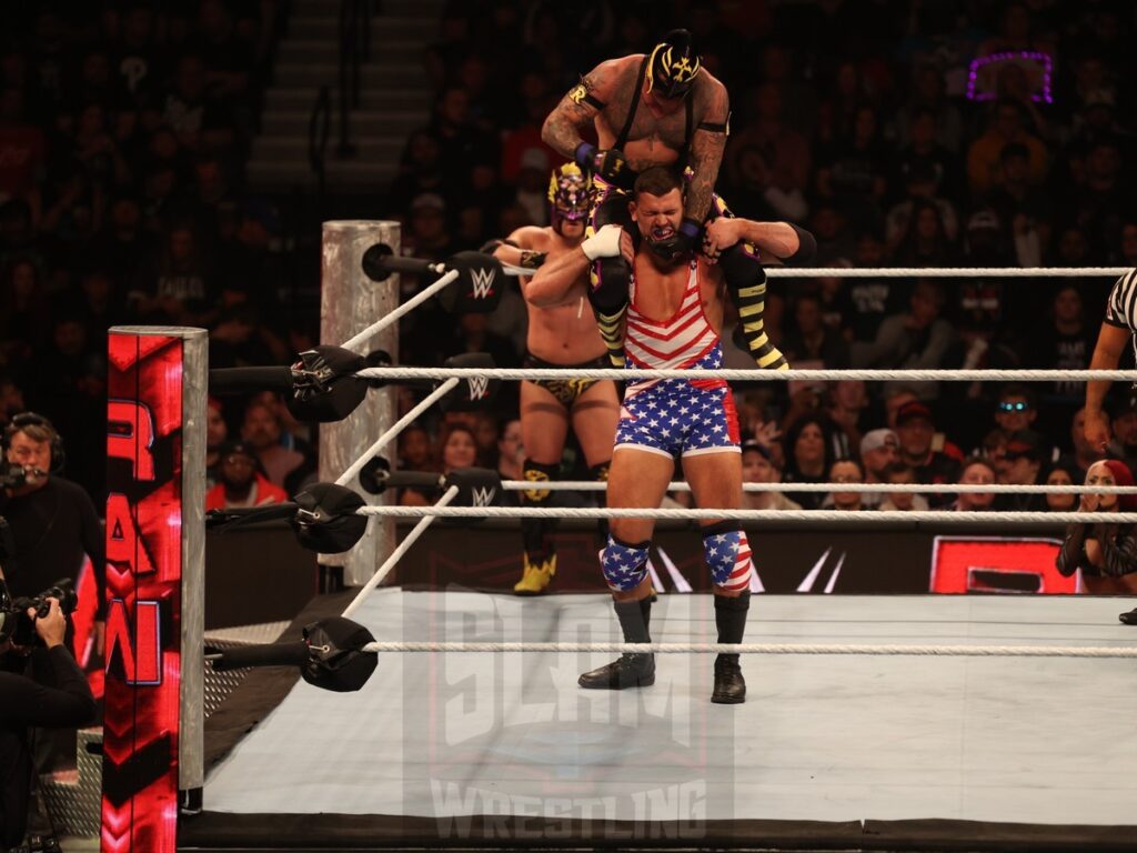 American Made vs. LWO at WWE Monday Night Raw at the Wells Fargo Center in Philadelphia, PA, on October 21, 2024. Photo by George Tahinos, georgetahinos.smugmug.com