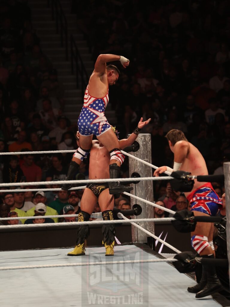 American Made vs. LWO at WWE Monday Night Raw at the Wells Fargo Center in Philadelphia, PA, on October 21, 2024. Photo by George Tahinos, georgetahinos.smugmug.com