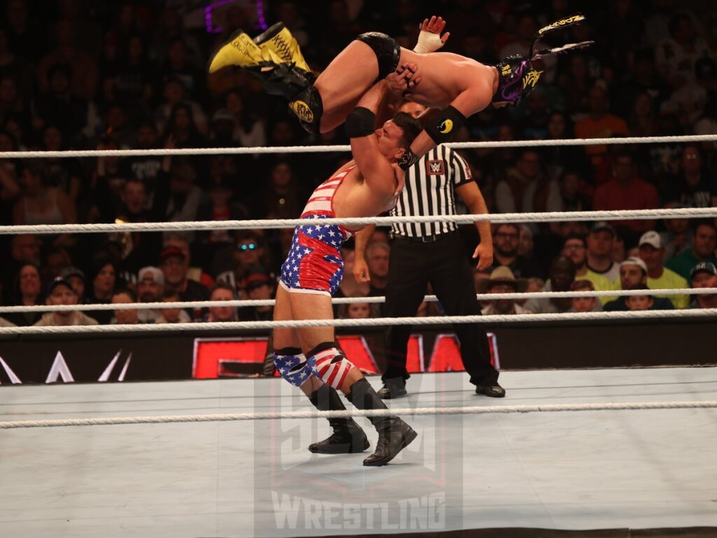 American Made vs. LWO at WWE Monday Night Raw at the Wells Fargo Center in Philadelphia, PA, on October 21, 2024. Photo by George Tahinos, georgetahinos.smugmug.com