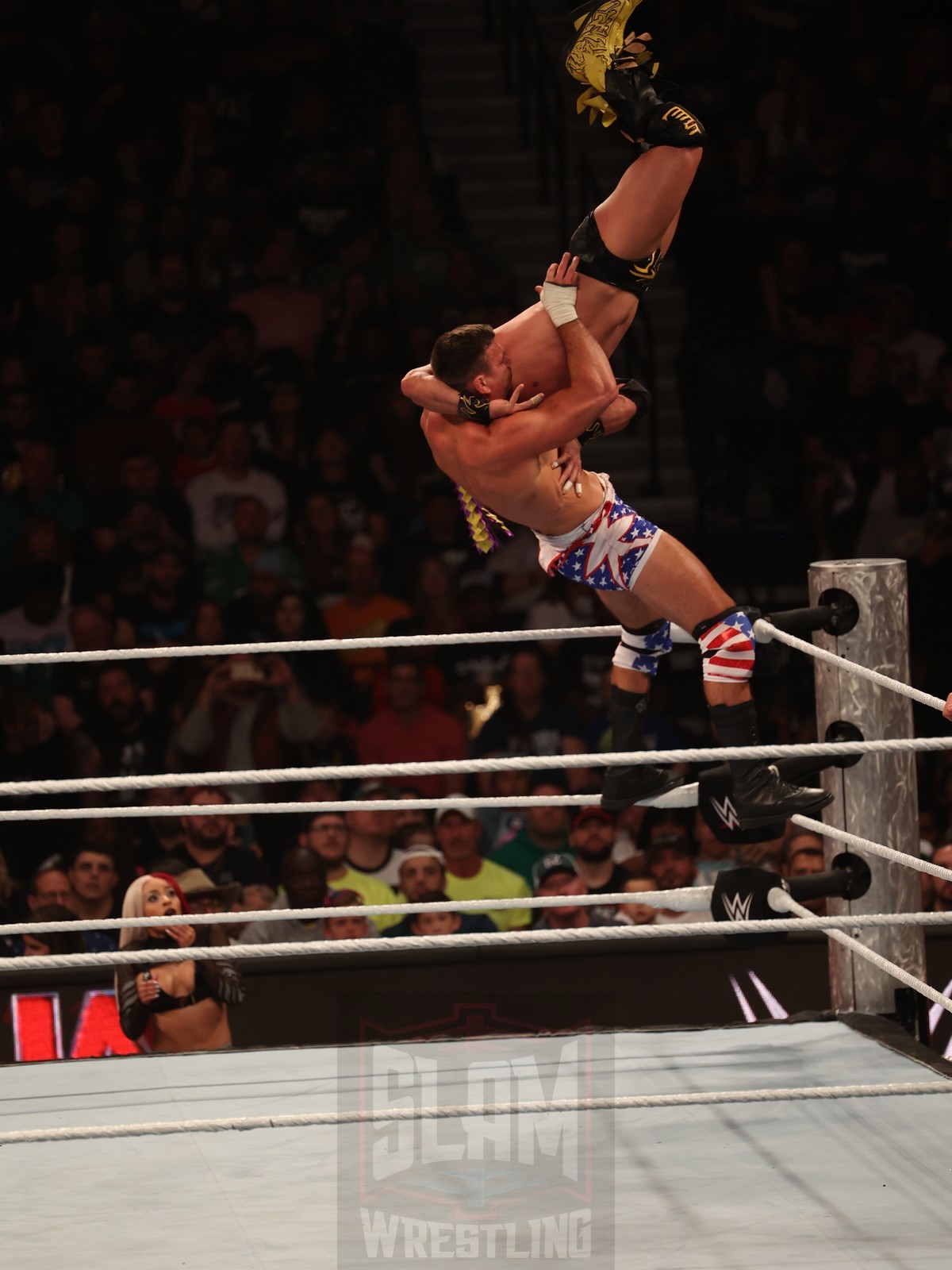 American Made vs. LWO at WWE Monday Night Raw at the Wells Fargo Center in Philadelphia, PA, on October 21, 2024. Photo by George Tahinos, georgetahinos.smugmug.com