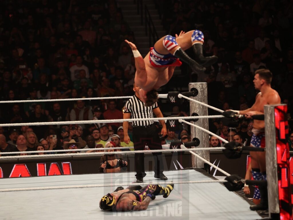 American Made vs. LWO at WWE Monday Night Raw at the Wells Fargo Center in Philadelphia, PA, on October 21, 2024. Photo by George Tahinos, georgetahinos.smugmug.com