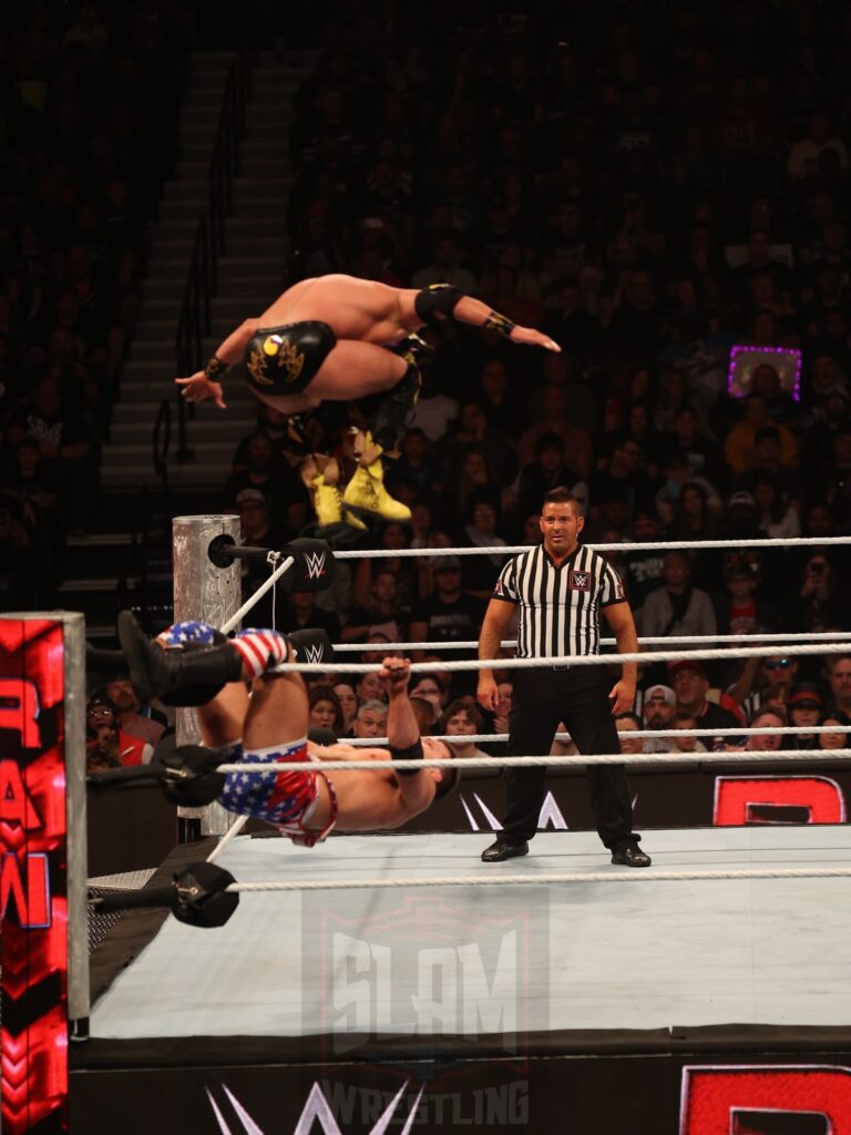 American Made vs. LWO at WWE Monday Night Raw at the Wells Fargo Center in Philadelphia, PA, on October 21, 2024. Photo by George Tahinos, georgetahinos.smugmug.com