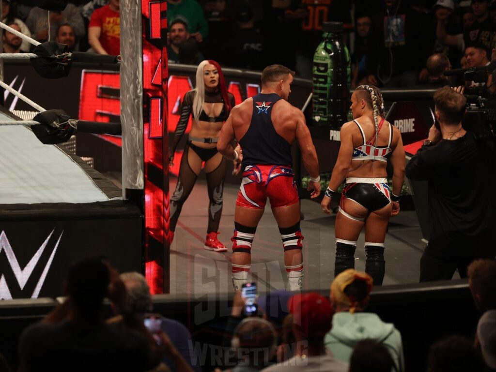 American Made vs. LWO at WWE Monday Night Raw at the Wells Fargo Center in Philadelphia, PA, on October 21, 2024. Photo by George Tahinos, georgetahinos.smugmug.com