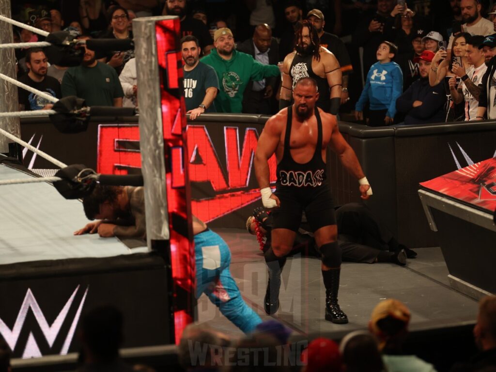 Intercontinental Title match: Bron Breakker vs. Jey Uso (c) at WWE Monday Night Raw at the Wells Fargo Center in Philadelphia, PA, on October 21, 2024. Photo by George Tahinos, georgetahinos.smugmug.com