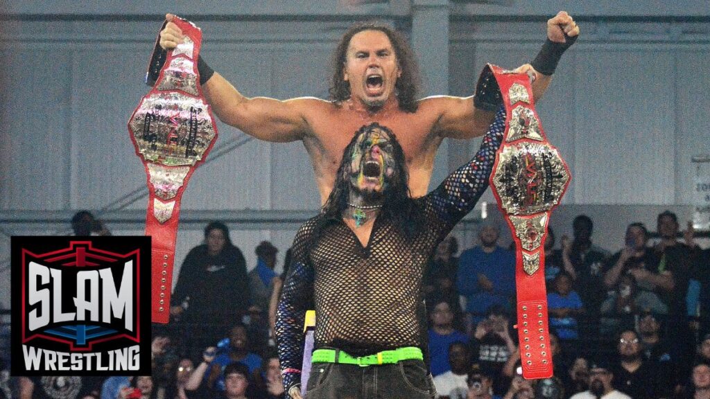 TNA World Tag Team Champions Matt Hardy & Jeff Hardy at TNA Bound For Glory at the Wayne State University Fieldhouse in Detroit, Michigan, on Saturday, October 26, 2024. Photo by Brad McFarlin