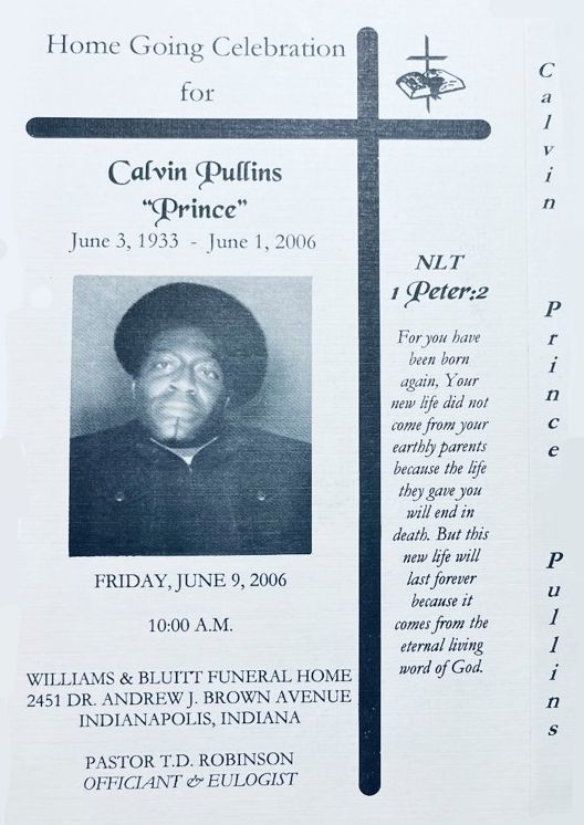 The funeral program for Calvin Pullins. Courtesy the Pullins Family