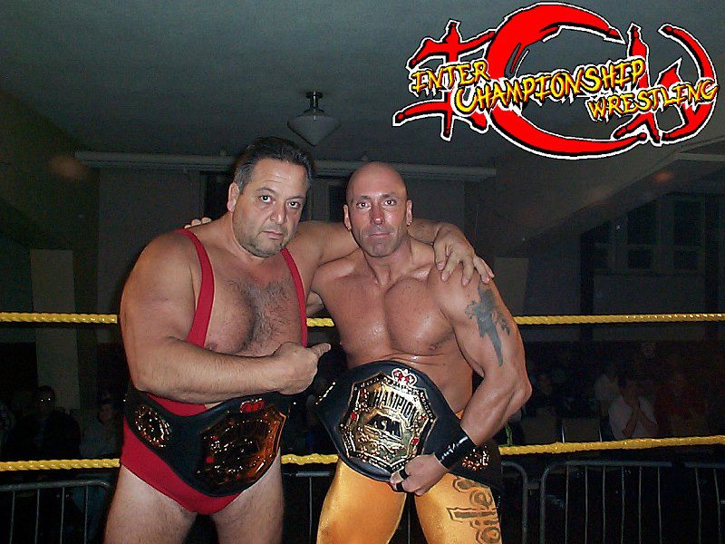 Tony Senza and Spoiler in 2004 as ICW tag team champions. Facebook photo