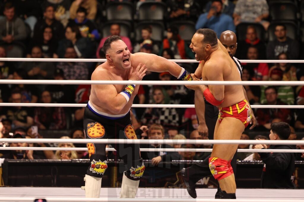 A.J. Befumo vs Q.T. Marshall at AEW Full Gear on Saturday, November 23, 2024, at the Prudential Center in Newark, NJ. Photo by George Tahinos, https://georgetahinos.smugmug.com