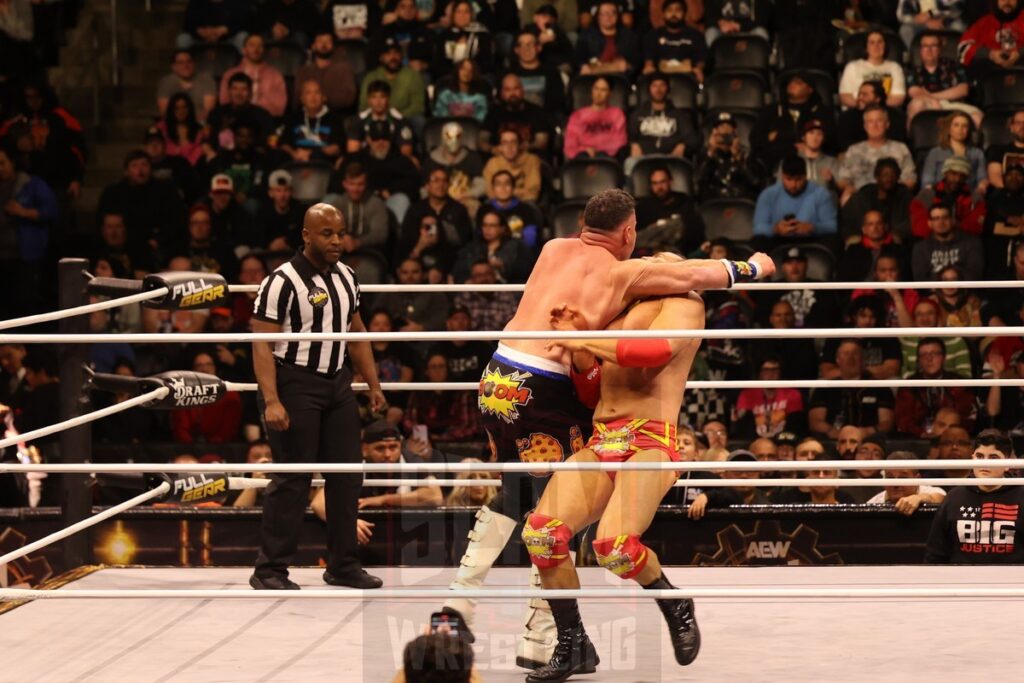 A.J. Befumo vs Q.T. Marshall at AEW Full Gear on Saturday, November 23, 2024, at the Prudential Center in Newark, NJ. Photo by George Tahinos, https://georgetahinos.smugmug.com