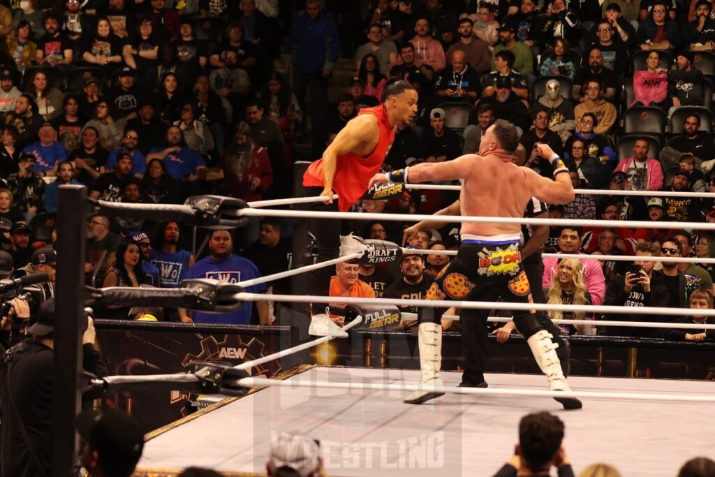 A.J. Befumo vs Q.T. Marshall at AEW Full Gear on Saturday, November 23, 2024, at the Prudential Center in Newark, NJ. Photo by George Tahinos, https://georgetahinos.smugmug.com