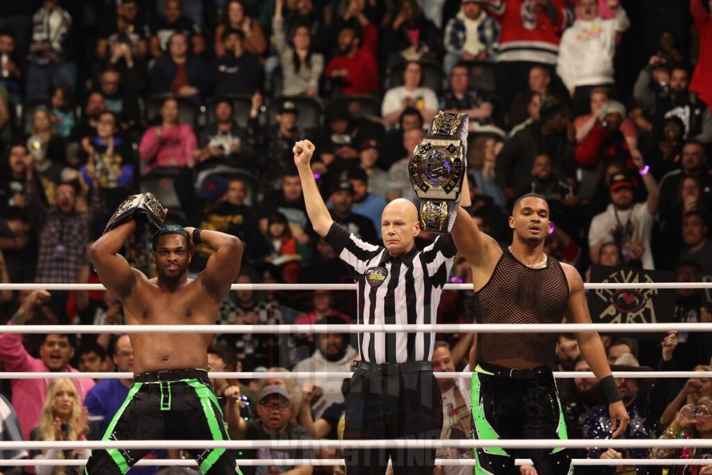 Private Party (Isiah Kassidy and Marq Quen) retain the AEW tag team titles at AEW Full Gear on Saturday, November 23, 2024, at the Prudential Center in Newark, NJ. Photo by George Tahinos, https://georgetahinos.smugmug.com