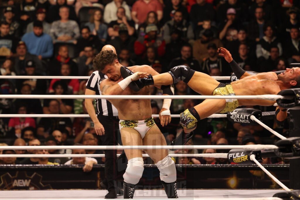 MJF vs. Roderick Strong at AEW Full Gear on Saturday, November 23, 2024, at the Prudential Center in Newark, NJ. Photo by George Tahinos, https://georgetahinos.smugmug.com