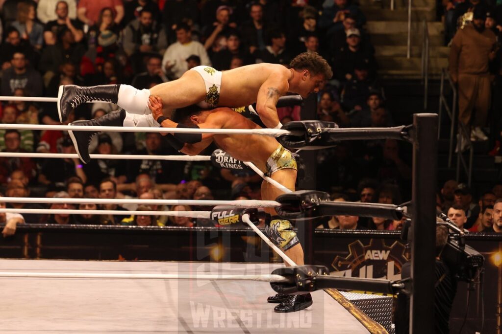 MJF vs. Roderick Strong at AEW Full Gear on Saturday, November 23, 2024, at the Prudential Center in Newark, NJ. Photo by George Tahinos, https://georgetahinos.smugmug.com