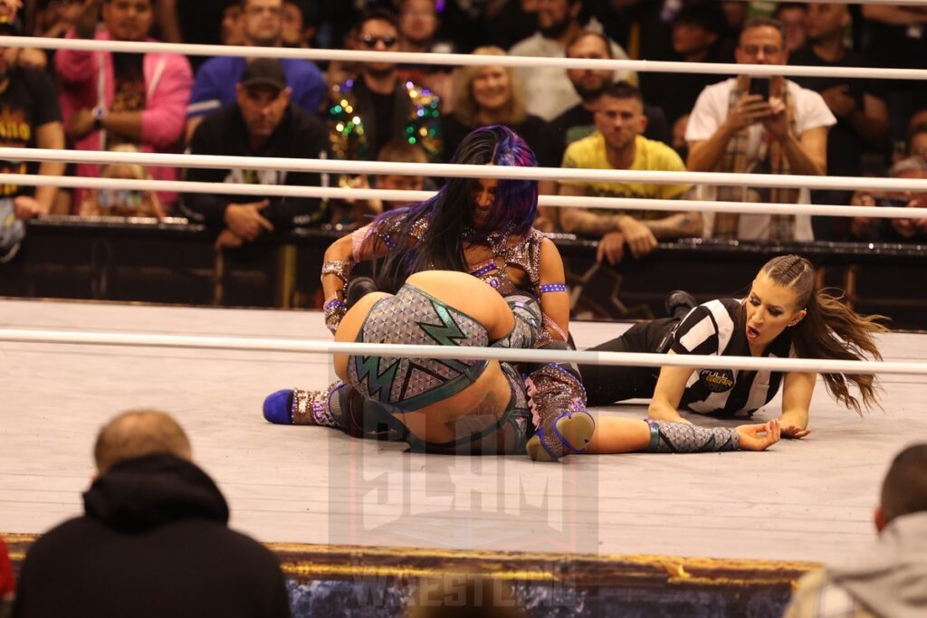 AEW TBS Women's Championship Match: Mercedes Moné (c) (with Kamille) vs. Kris Statlander at AEW Full Gear on Saturday, November 23, 2024, at the Prudential Center in Newark, NJ. Photo by George Tahinos, https://georgetahinos.smugmug.com