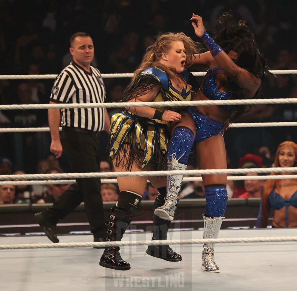 Iyo Sky vs Bianca Belair vs Lash Legend vs Piper Niven at WWE Smackdown on Friday, November 1, 2024 (taped October 25, 2024), at the Barclays Center in Brooklyn, NY. Photo by George Tahinos, https://georgetahinos.smugmug.com