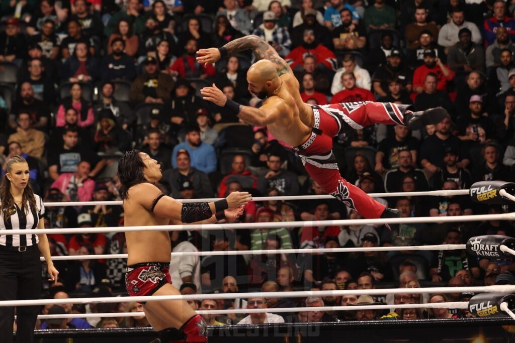 AEW International Champion Match: Konosuke Takeshita (c) vs. Ricochet at AEW Full Gear on Saturday, November 23, 2024, at the Prudential Center in Newark, NJ. Photo by George Tahinos, https://georgetahinos.smugmug.com