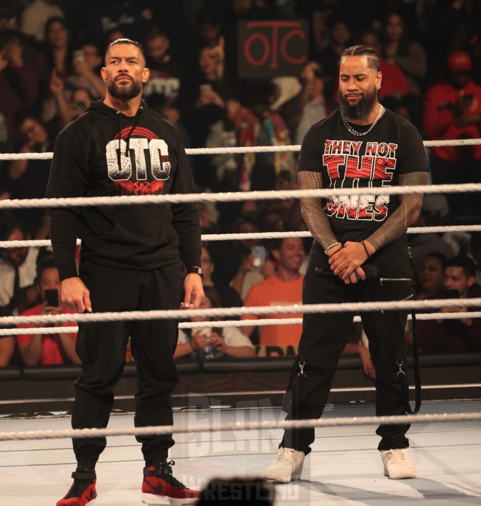 Roman Reigns and Jimmy Uso at WWE Smackdown on Friday, November 1, 2024 (taped October 25, 2024), at the Barclays Center in Brooklyn, NY. Photo by George Tahinos, https://georgetahinos.smugmug.com