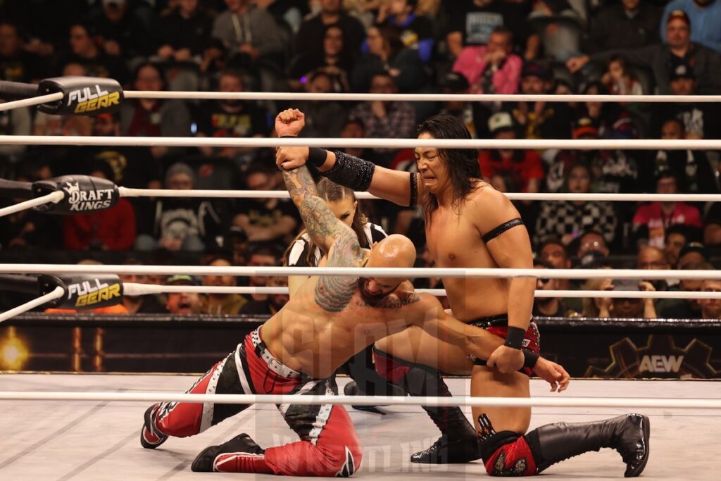 AEW International Champion Match: Konosuke Takeshita (c) vs. Ricochet at AEW Full Gear on Saturday, November 23, 2024, at the Prudential Center in Newark, NJ. Photo by George Tahinos, https://georgetahinos.smugmug.com