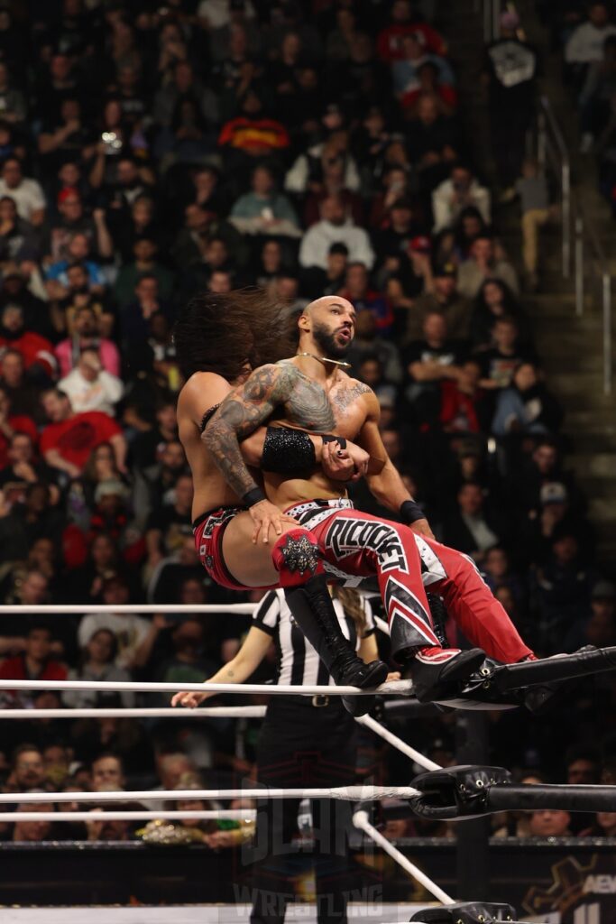 AEW International Champion Match: Konosuke Takeshita (c) vs. Ricochet at AEW Full Gear on Saturday, November 23, 2024, at the Prudential Center in Newark, NJ. Photo by George Tahinos, https://georgetahinos.smugmug.com