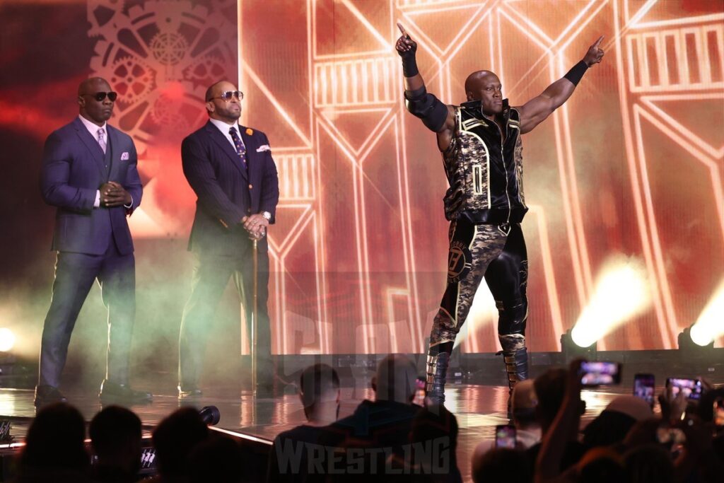 Shelton Benjamin, MVP and Bobby Lashley at AEW Full Gear on Saturday, November 23, 2024, at the Prudential Center in Newark, NJ. Photo by George Tahinos, https://georgetahinos.smugmug.com