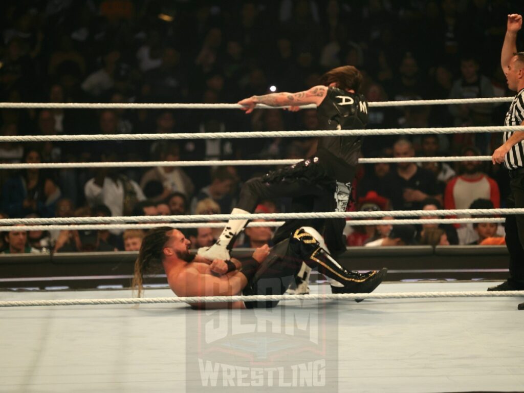 Seth Rollins vs Dominik Mysterio at WWE Smackdown on Friday, November 1, 2024 (taped October 25, 2024), at the Barclays Center in Brooklyn, NY. Photo by George Tahinos, https://georgetahinos.smugmug.com