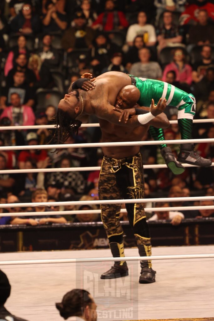 Swerve Strickland vs. Bobby Lashley at AEW Full Gear on Saturday, November 23, 2024, at the Prudential Center in Newark, NJ. Photo by George Tahinos, https://georgetahinos.smugmug.com