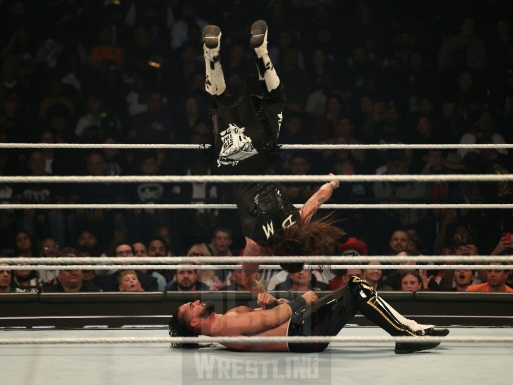 Seth Rollins vs Dominik Mysterio at WWE Smackdown on Friday, November 1, 2024 (taped October 25, 2024), at the Barclays Center in Brooklyn, NY. Photo by George Tahinos, https://georgetahinos.smugmug.com