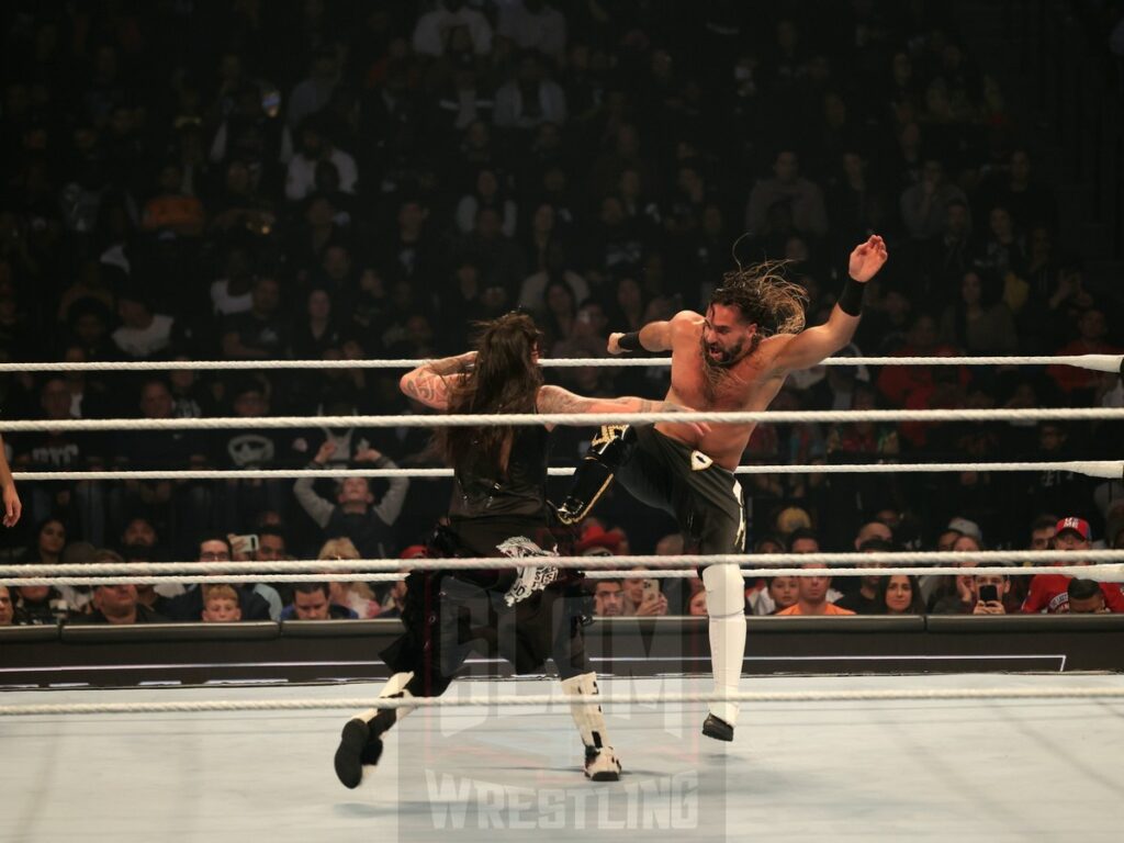 Seth Rollins vs Dominik Mysterio at WWE Smackdown on Friday, November 1, 2024 (taped October 25, 2024), at the Barclays Center in Brooklyn, NY. Photo by George Tahinos, https://georgetahinos.smugmug.com