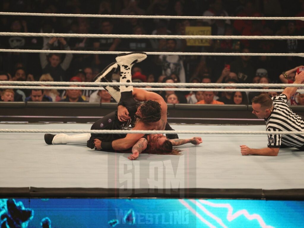 Seth Rollins vs Dominik Mysterio at WWE Smackdown on Friday, November 1, 2024 (taped October 25, 2024), at the Barclays Center in Brooklyn, NY. Photo by George Tahinos, https://georgetahinos.smugmug.com