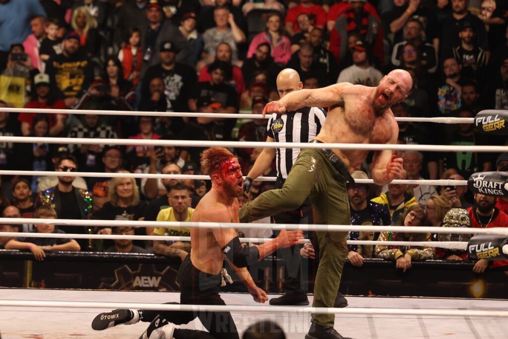 AEW World Championship Match: Jon Moxley (c) vs. Orange Cassidy at AEW Full Gear on Saturday, November 23, 2024, at the Prudential Center in Newark, NJ. Photo by George Tahinos, https://georgetahinos.smugmug.com