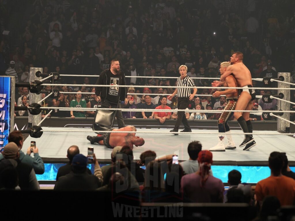 Kevin Owens arrives during Cody Rhodes & Randy Orton vs Gunther & Ludvig Kaiser at WWE Smackdown on Friday, November 1, 2024 (taped October 25, 2024), at the Barclays Center in Brooklyn, NY. Photo by George Tahinos, https://georgetahinos.smugmug.com