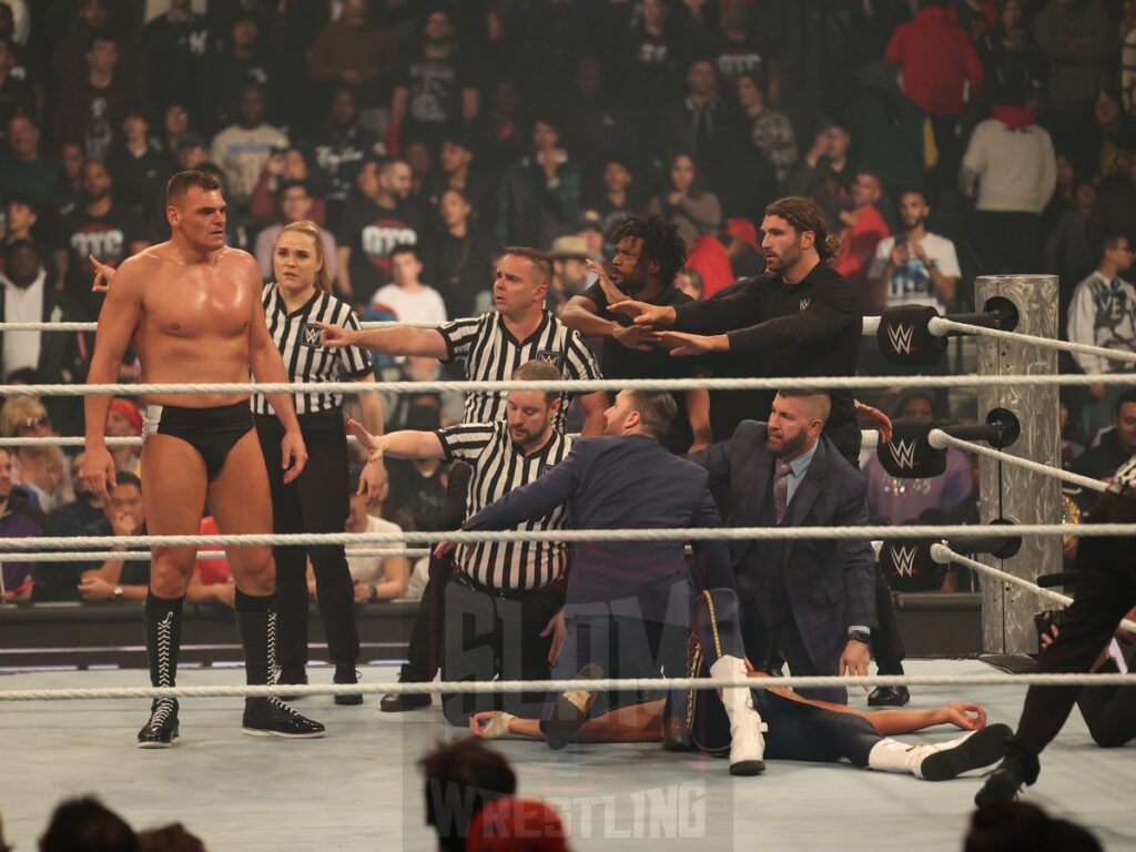 WWE officials keep Gunther from Cody Rhodes at WWE Smackdown on Friday, November 1, 2024 (taped October 25, 2024), at the Barclays Center in Brooklyn, NY. Photo by George Tahinos, https://georgetahinos.smugmug.com