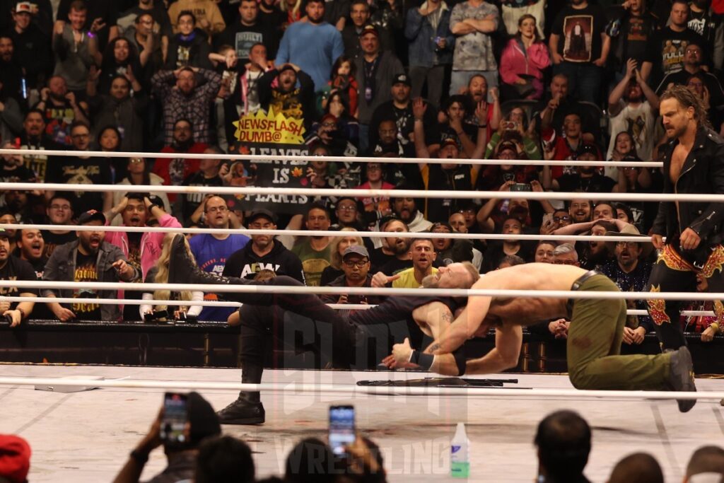 Christian Cage attacks Jon Moxley at AEW Full Gear on Saturday, November 23, 2024, at the Prudential Center in Newark, NJ. Photo by George Tahinos, https://georgetahinos.smugmug.com