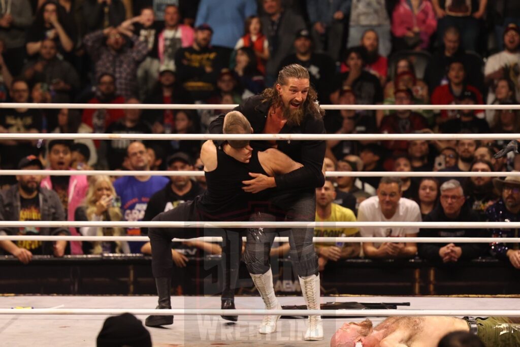 Jay White surprises Christian Cage at AEW Full Gear on Saturday, November 23, 2024, at the Prudential Center in Newark, NJ. Photo by George Tahinos, https://georgetahinos.smugmug.com