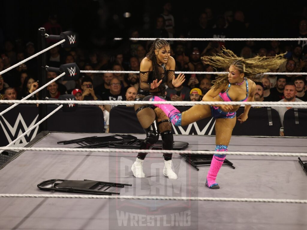 Hardcore Match with Dawn Marie as referee: Lola Vice vs Jaida Parker at NXT on Wednesday, November 6, 2024, at the 2300 Arena, in Philadelphia, PA. Photo by George Tahinos, https://georgetahinos.smugmug.com